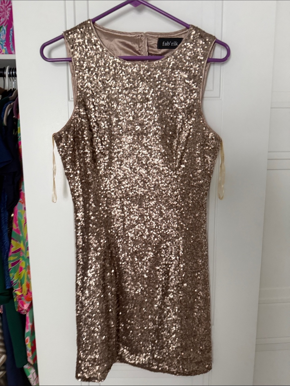 fab'rik Gold Sequin Sleeveless Mini Dress size large